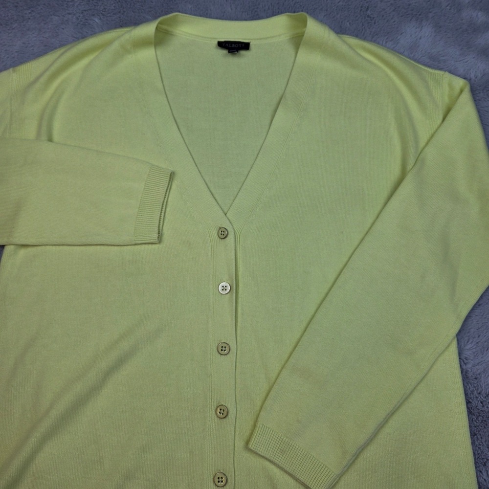 Talbots Cardigan Womens S V-Neck Button Front Long Sleeve Cotton Rayon Yellow 79